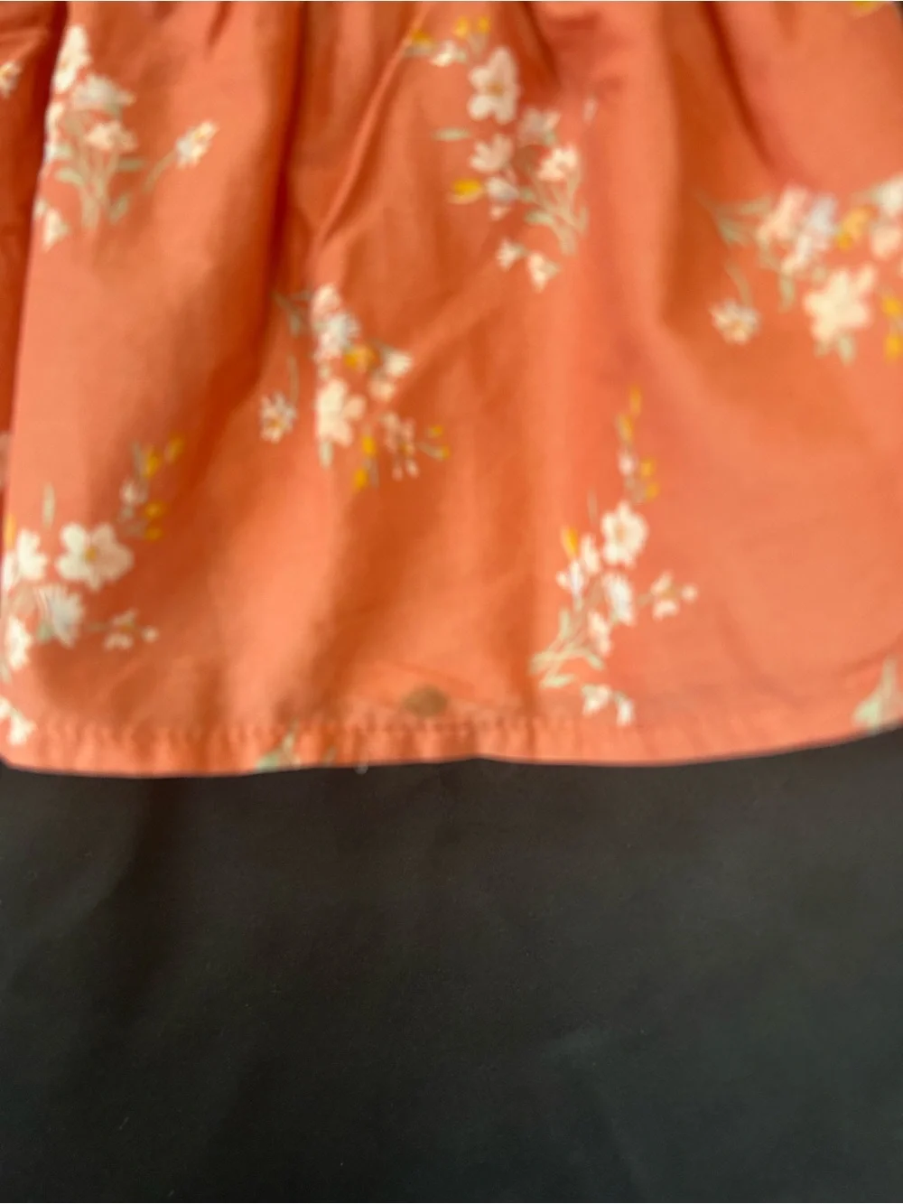 OshKosh B'gosh Denim Overall Dress with Rust Floral Skirt